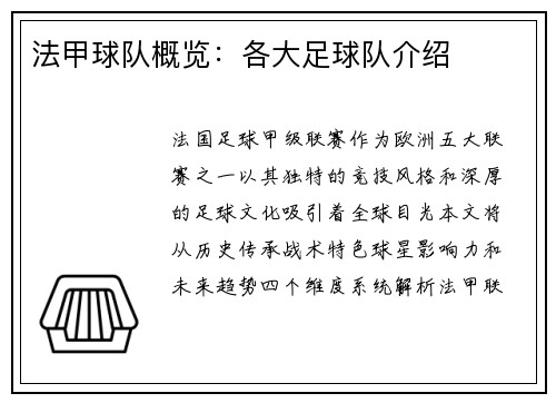 法甲球队概览：各大足球队介绍
