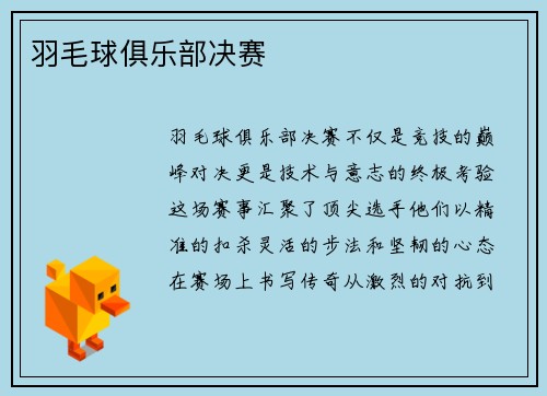 羽毛球俱乐部决赛